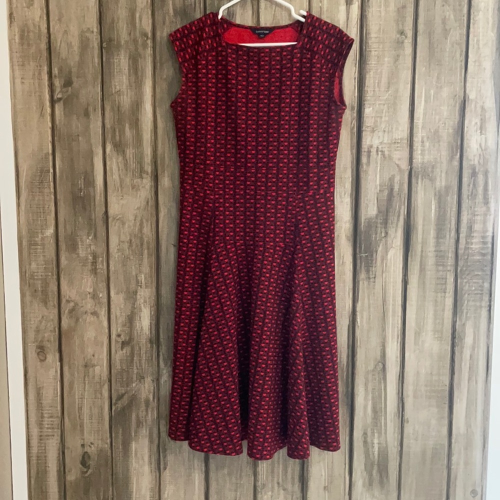 Lands End size medium (10-12) red and black a line dress